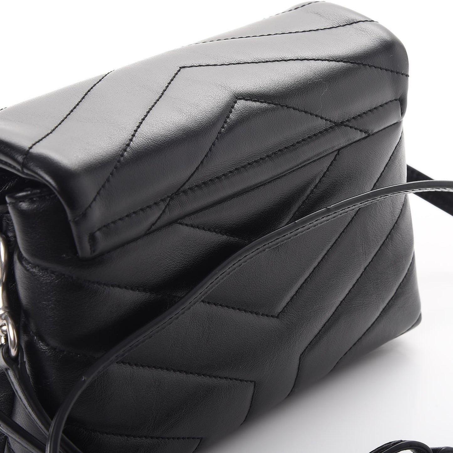 Calfskin Y Quilted Monogram Toy Loulou Crossbody Bag Black