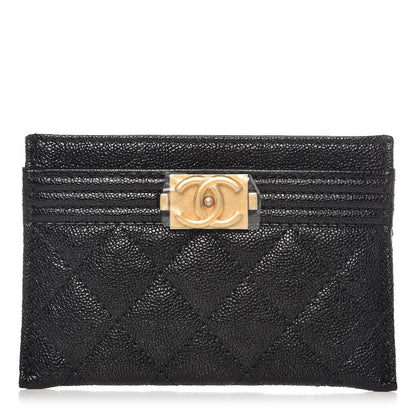 Chanel Caviar Quilted Boy Card Holder Black 1 of 9