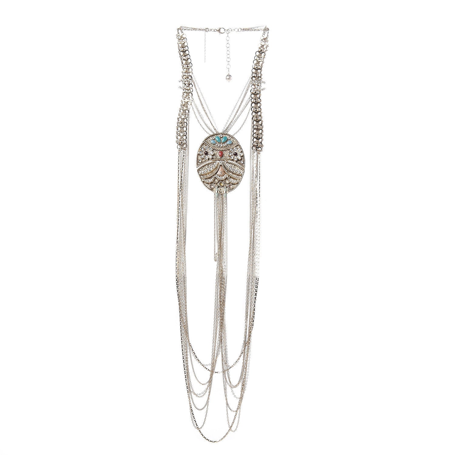 Chanel Crystal Chain Owl CC Multi Strand Necklace Gold 1 of 5