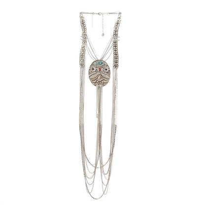 Chanel Crystal Chain Owl CC Multi Strand Necklace Gold 1 of 5