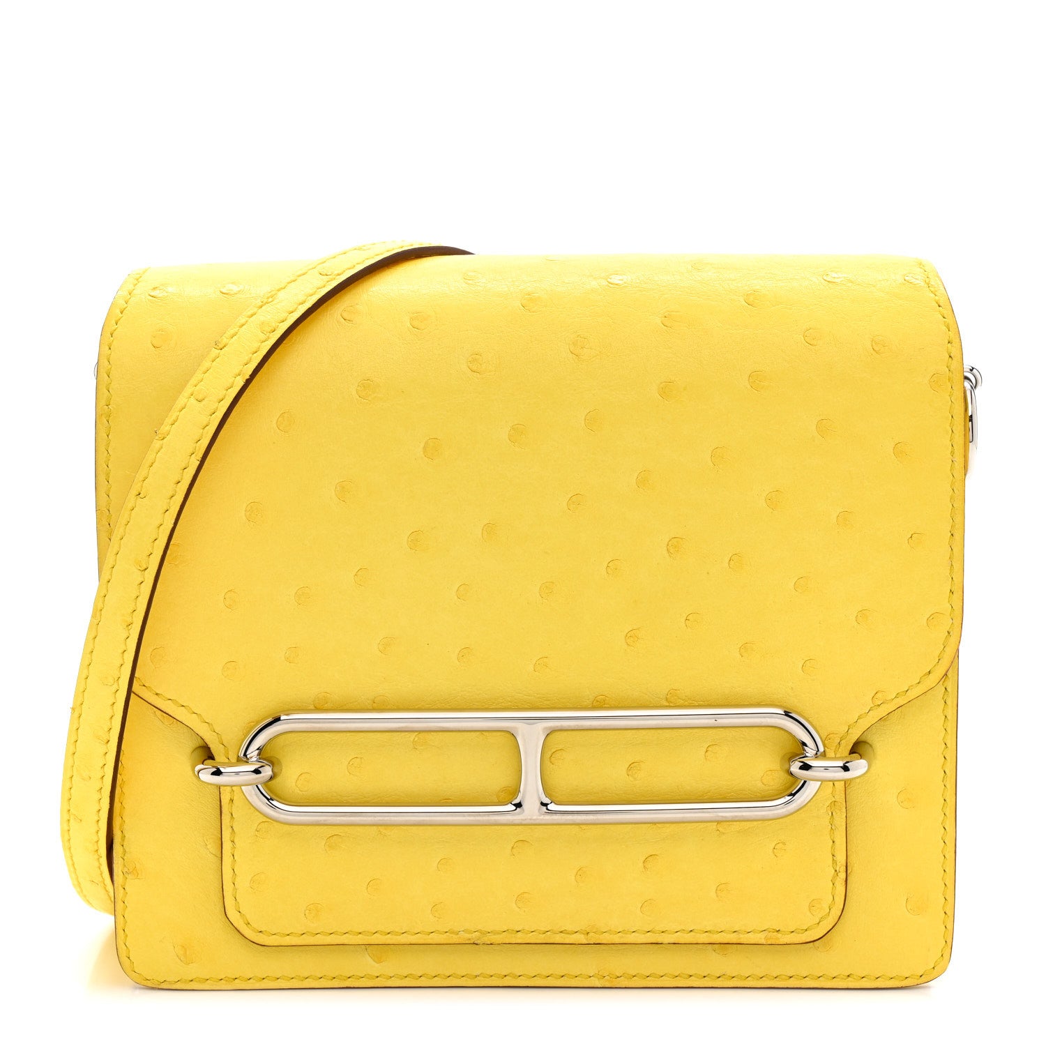 Hermes Ostrich Mini Sac Roulis Jaune Citron 1 of 14