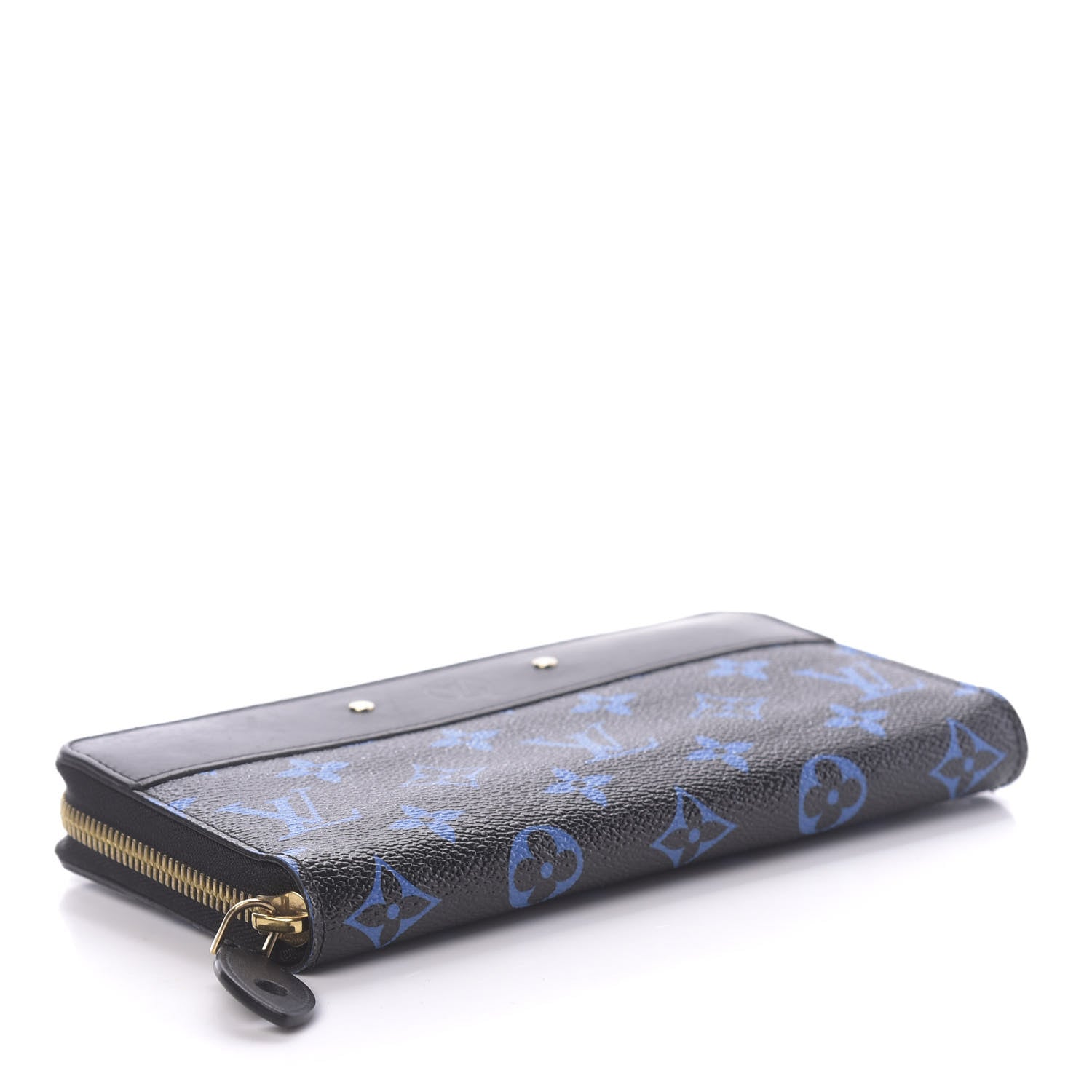 Louis Vuitton Calfskin Colored Monogram Zippy Wallet Blue Black 4 of 10