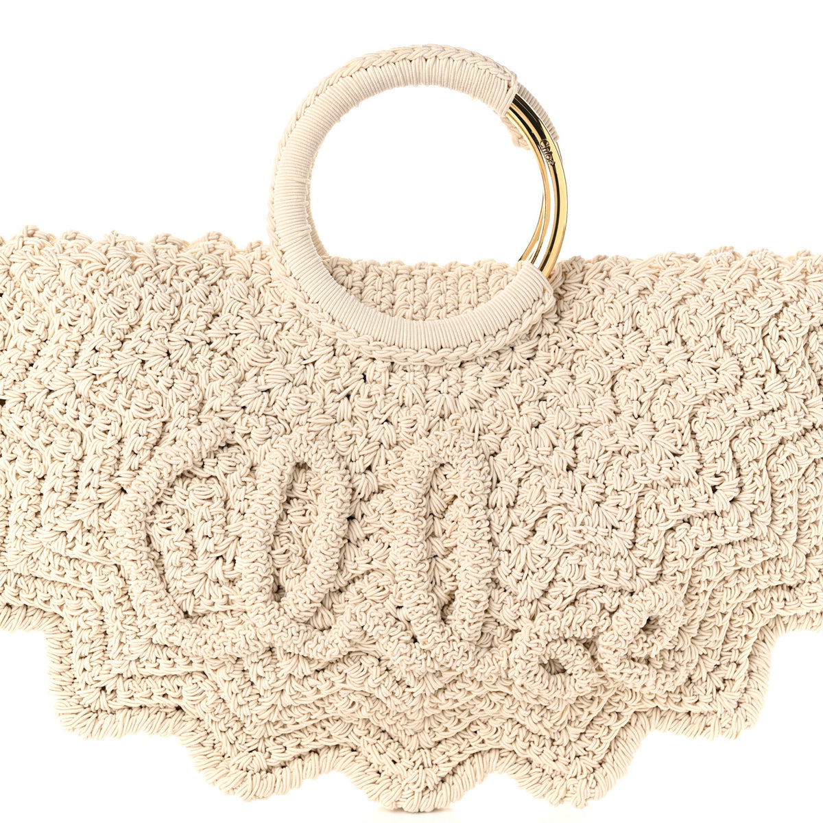 Chloe Crochet Paravent Small Bracelet Tote Bag  Off White 7 of 9