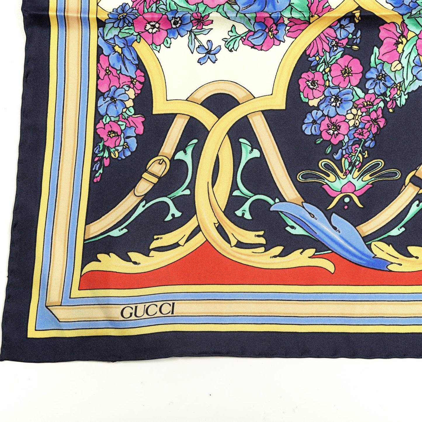 Silk Mirror Heritage Square Scarf Midnight Blue