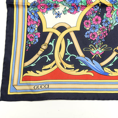 Gucci Silk Mirror Heritage Square Scarf Midnight Blue 2 of 4