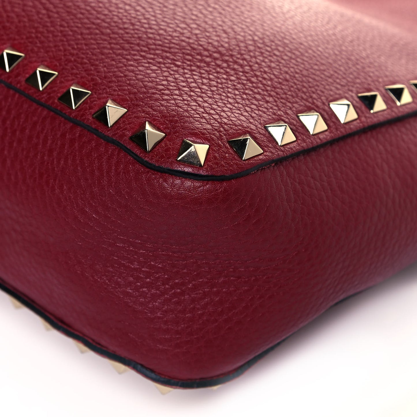 Pebbled Calfskin Small Rockstud Flip-Lock Messenger Bag Rubino