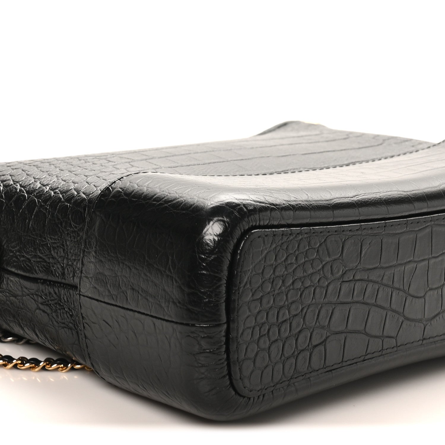 Chanel Crocodile Embossed Calfskin Medium Gabrielle Cocodile Hobo Black 9 of 11