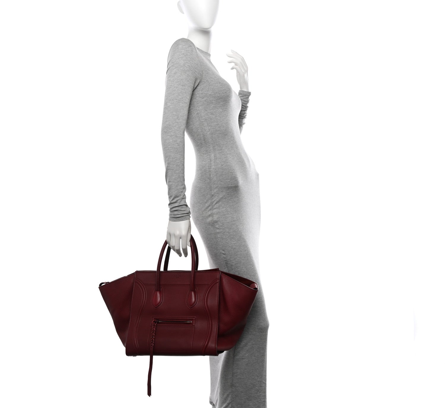 Celine Supple Calfskin Medium Phantom Luggage Burgundy 2 of 19