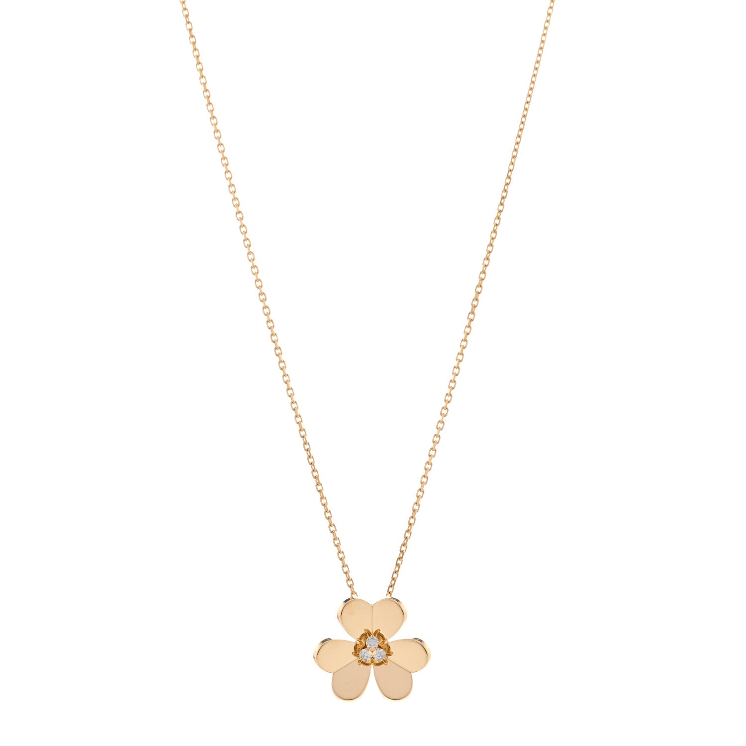 Van Cleef & Arpels 18K Yellow Gold Diamond Large Frivole Pendant Necklace 1 of 5