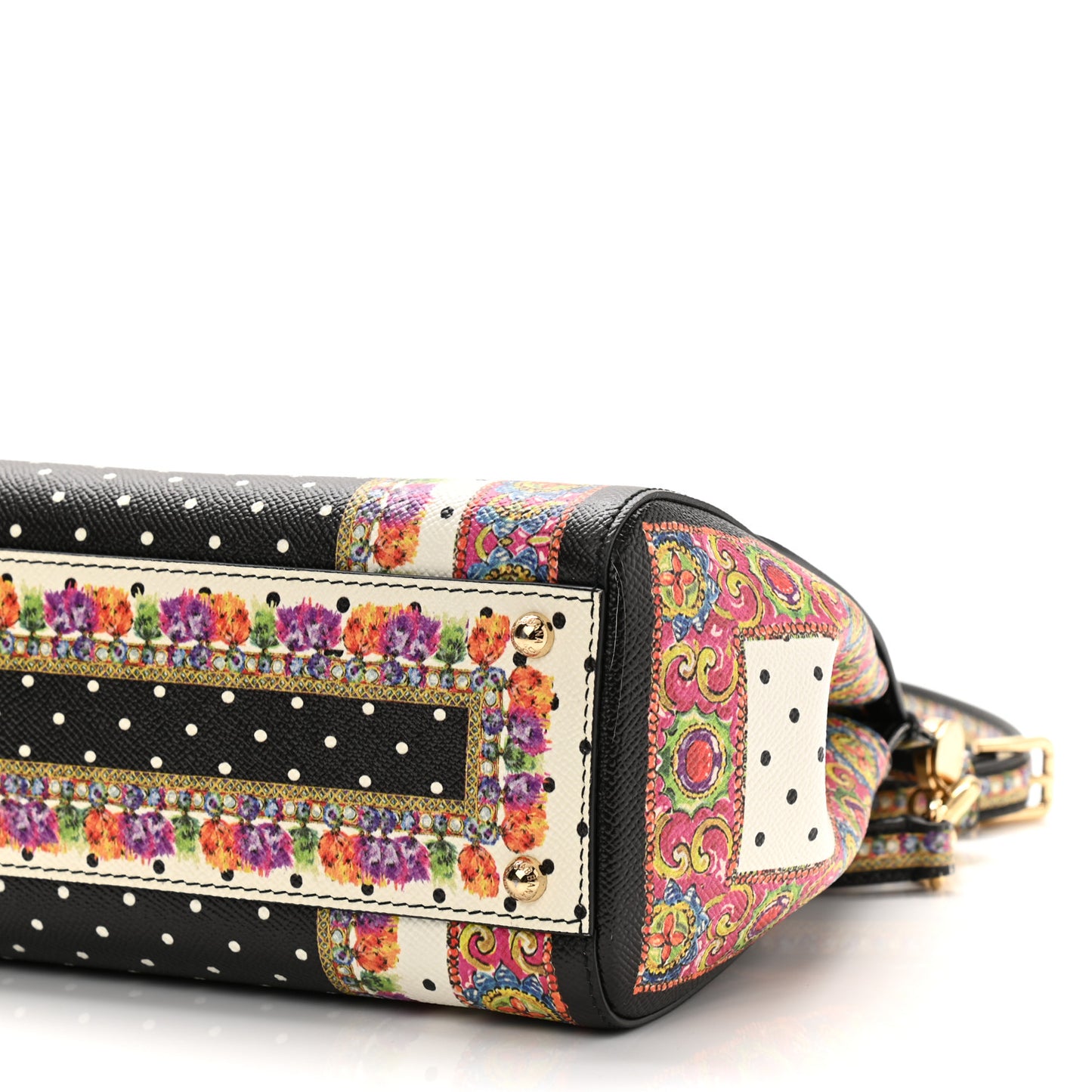 Dauphine Fan Foulard Medium Miss Sicily Satchel Black Multicolor