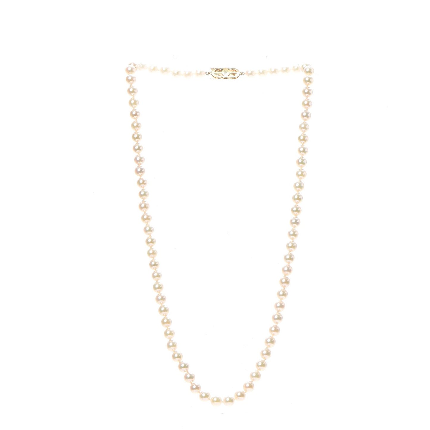 18K Gold Cultured Akoya 6-6.5mm Pearl Strand Necklace 19