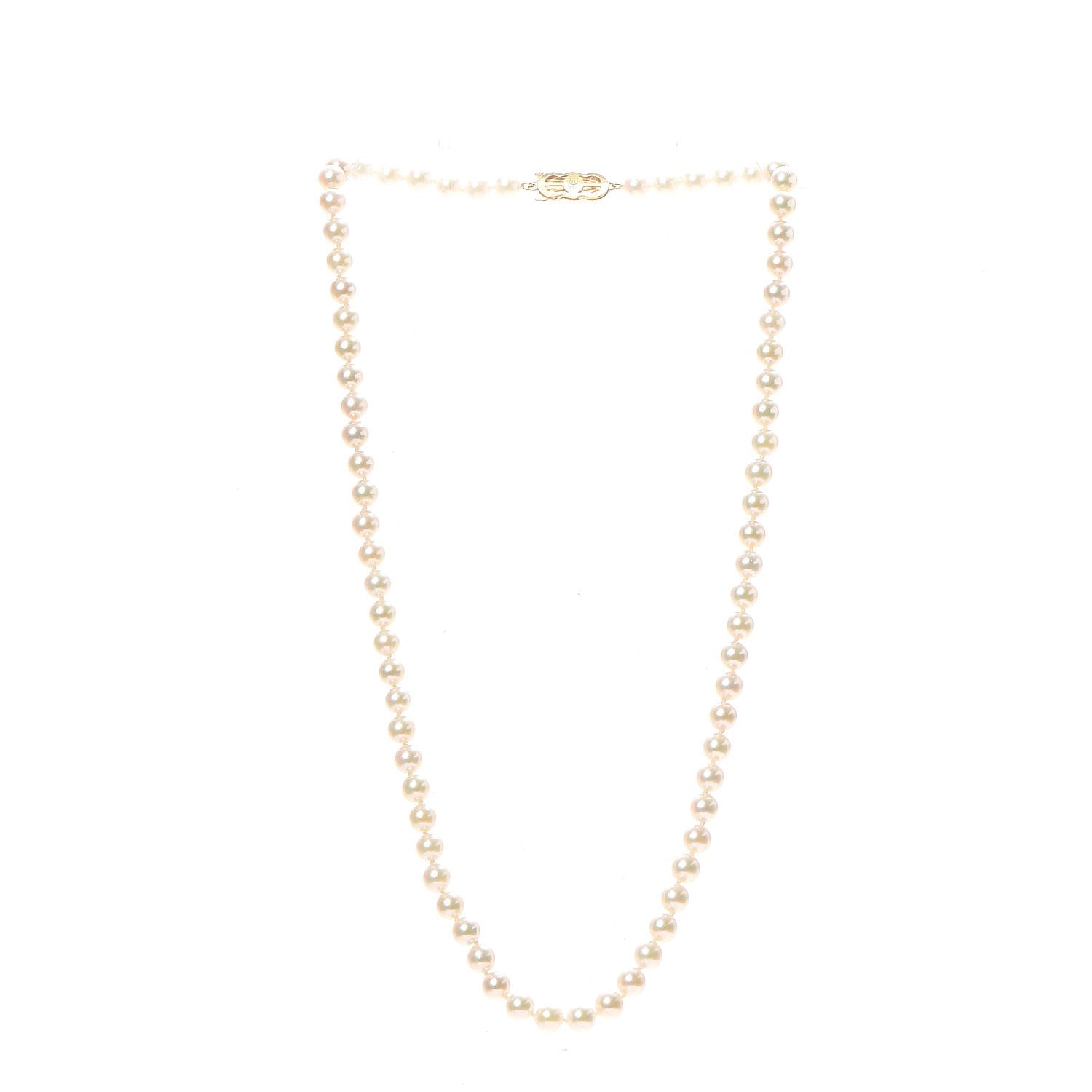 Mikimoto 18K Gold Cultured Akoya 6-6.5mm Pearl Strand Necklace 19 3 of 6