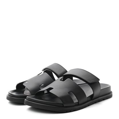 Hermes Calfskin Mens Chypre Sandals 44 Black 3 of 8