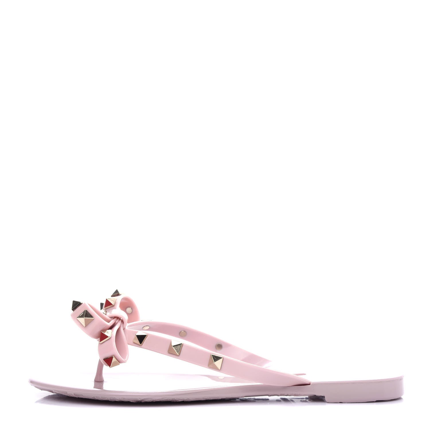 Valentino Garavani PVC Jelly Rockstud Bow Thong Sandals 36 Water Rose 1 of 10