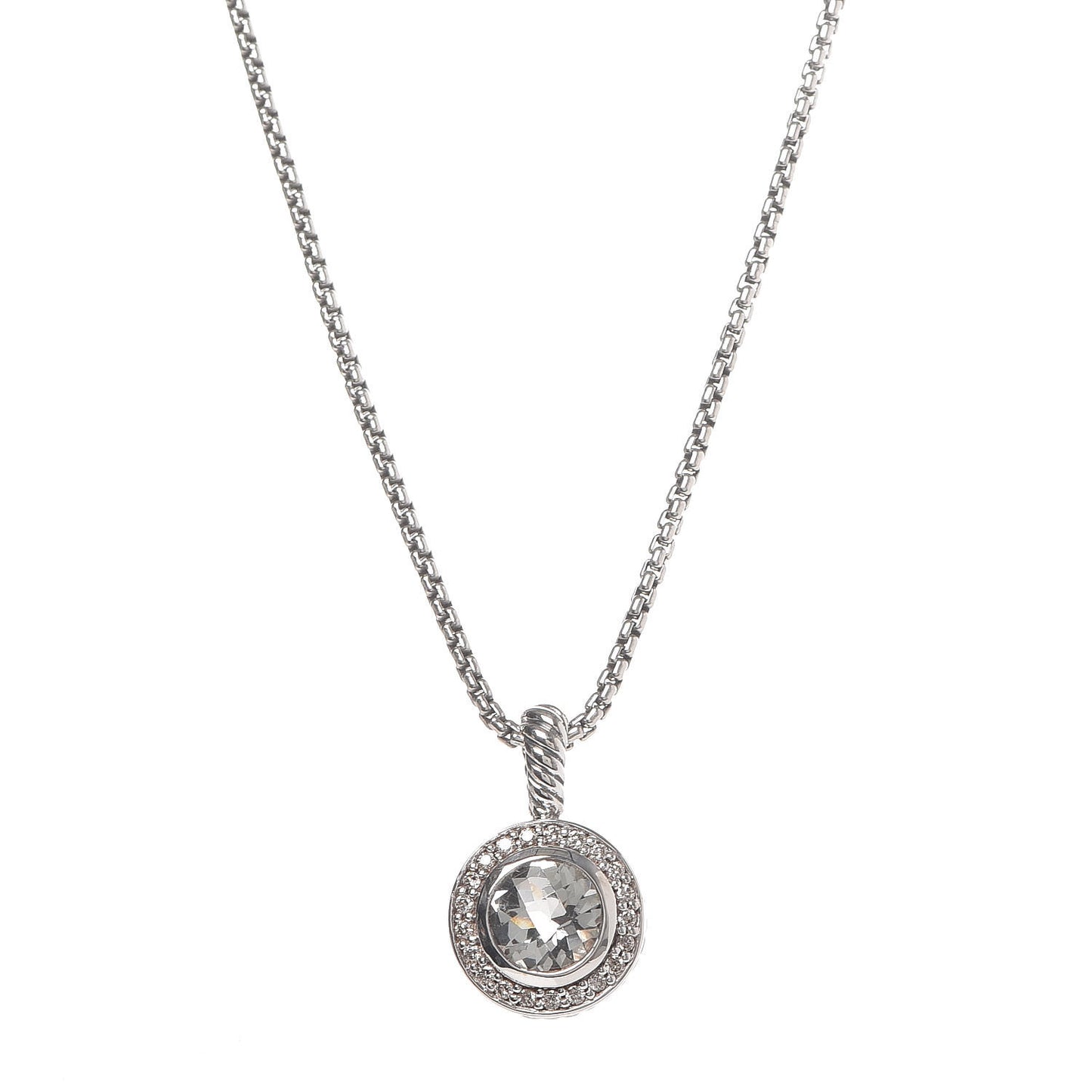 Sterling Silver Diamond Prasiolite 8mm Petite Cerise Pendant Necklace