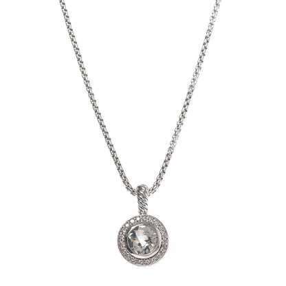 David Yurman Sterling Silver Diamond Prasiolite 8mm Petite Cerise Pendant Necklace 1 of 6