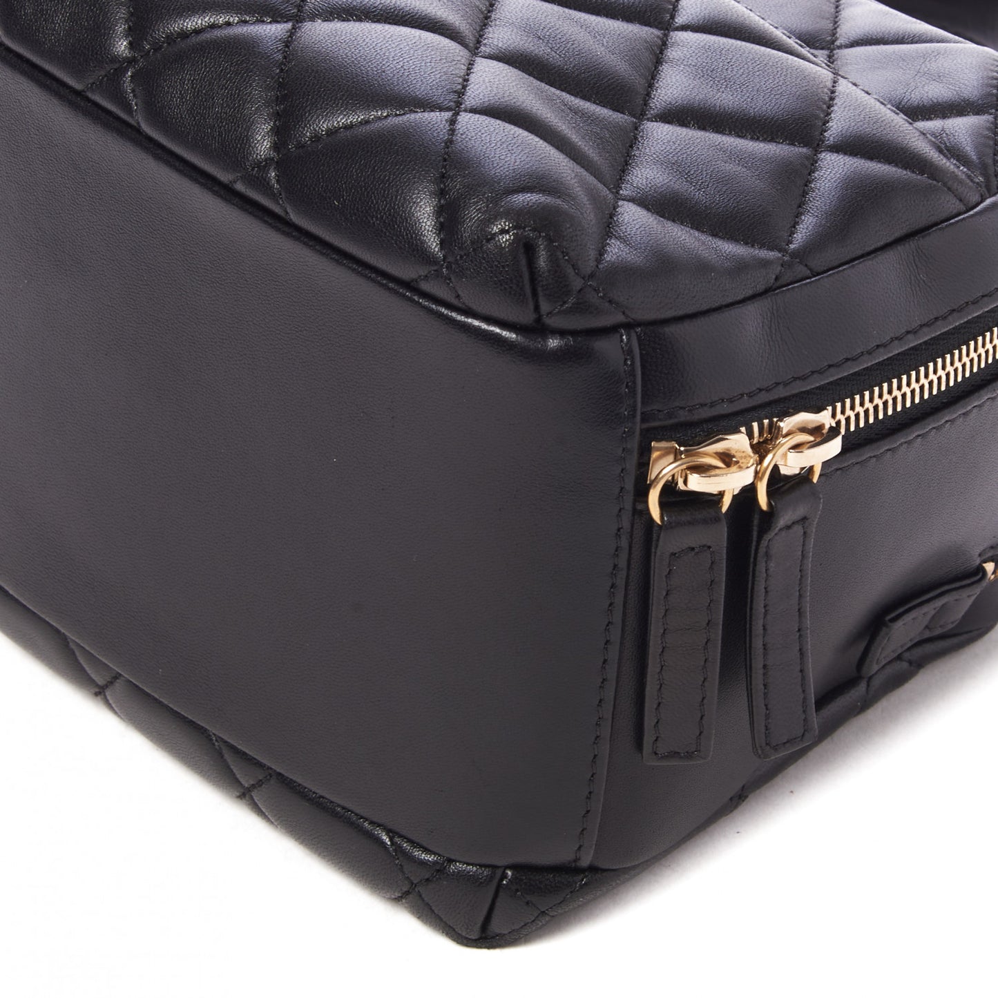 Lambskin Quilted Medium Trendy CC Bowling Bag Black