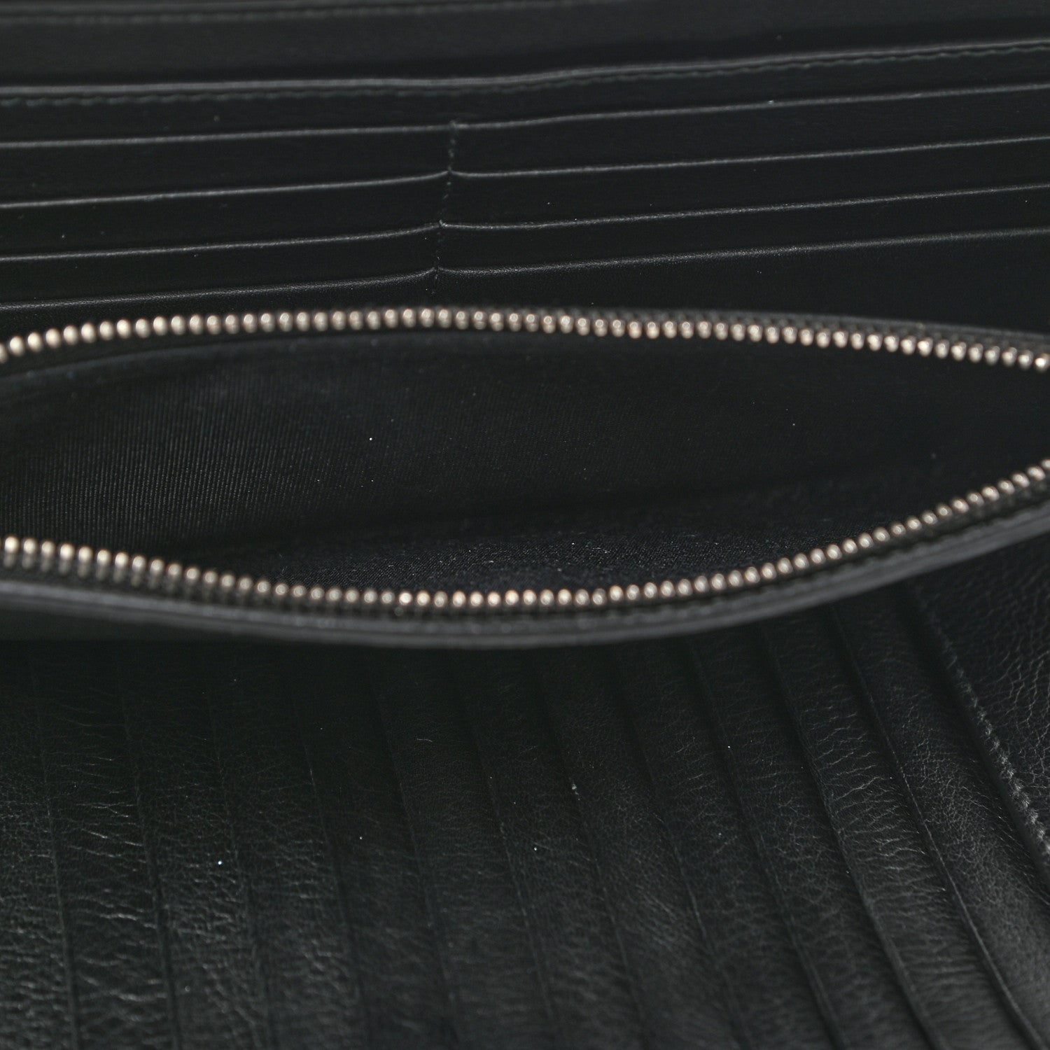Christian Dior HOMME Calfskin Ribbed Zip Around Wallet Black 6 of 8