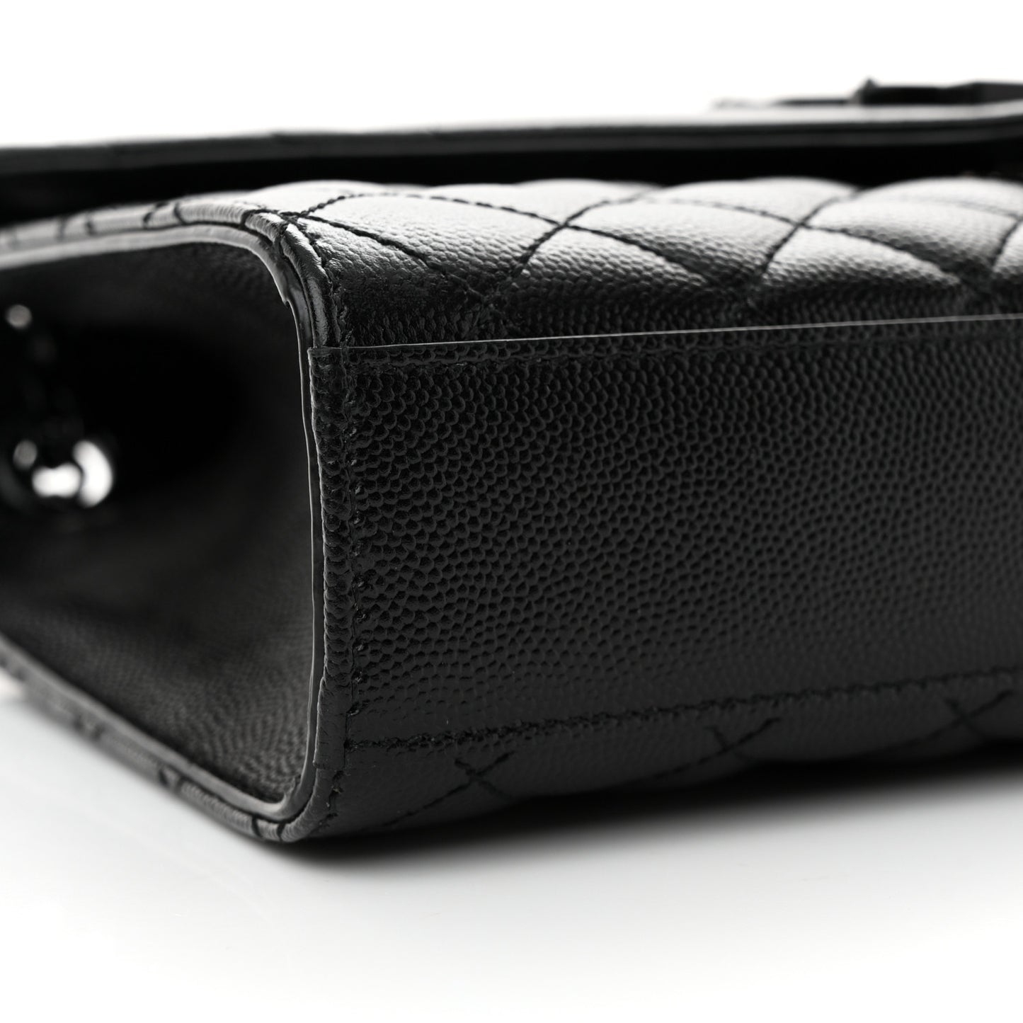 Grain De Poudre Textured Mixed Matelasse Triquilt Medium Monogram Monochrome Satchel Black