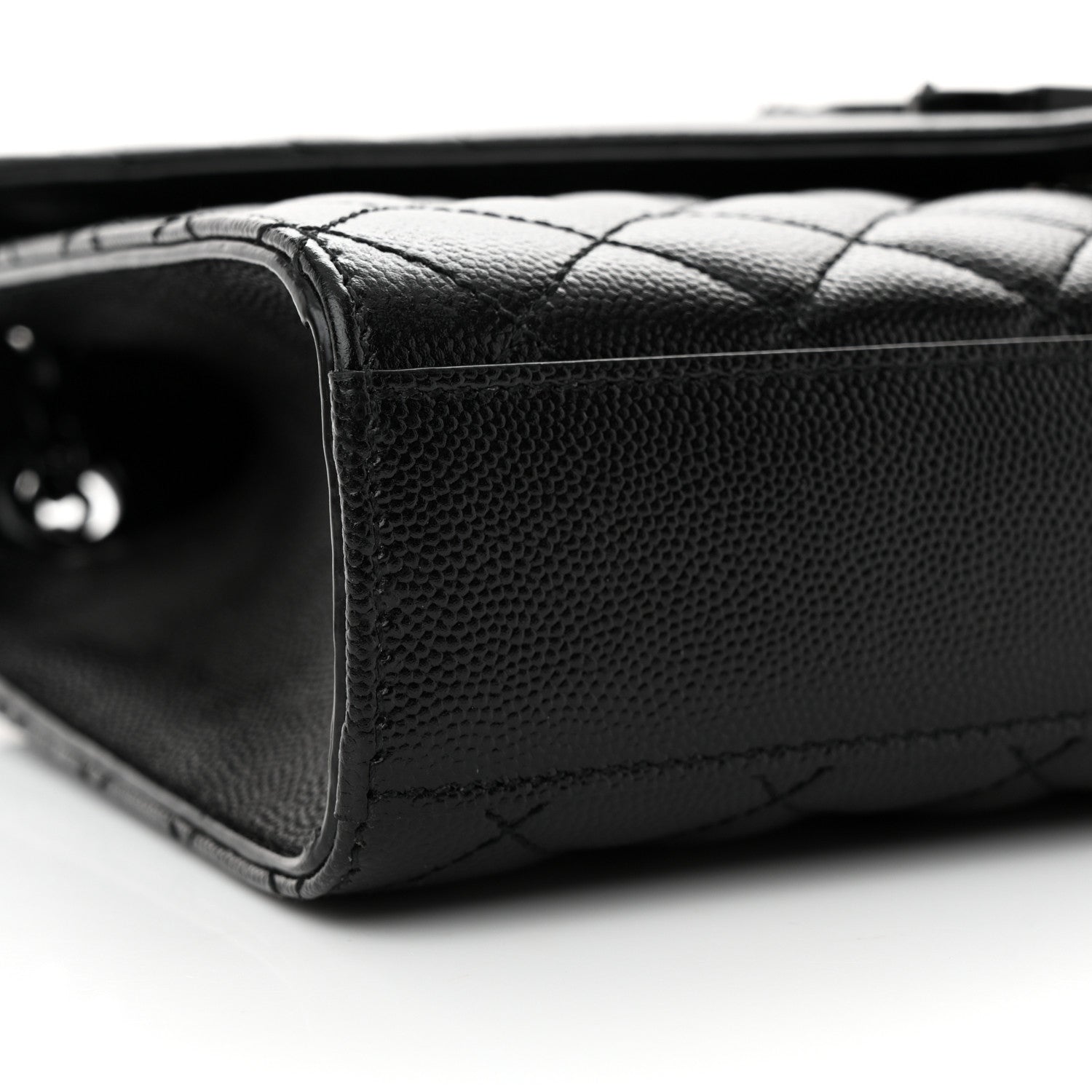 Saint Laurent Grain De Poudre Textured Mixed Matelasse Triquilt Medium Monogram Monochrome Satchel Black 8 of 12