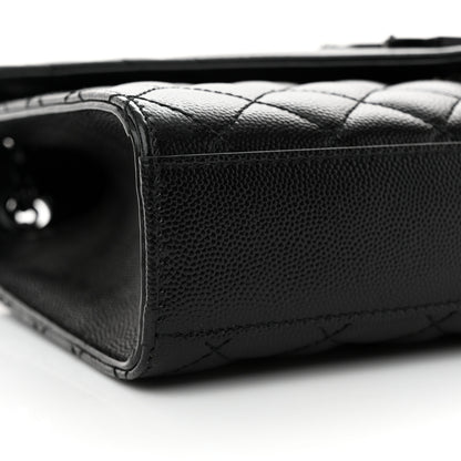 Saint Laurent Grain De Poudre Textured Mixed Matelasse Triquilt Medium Monogram Monochrome Satchel Black 8 of 12