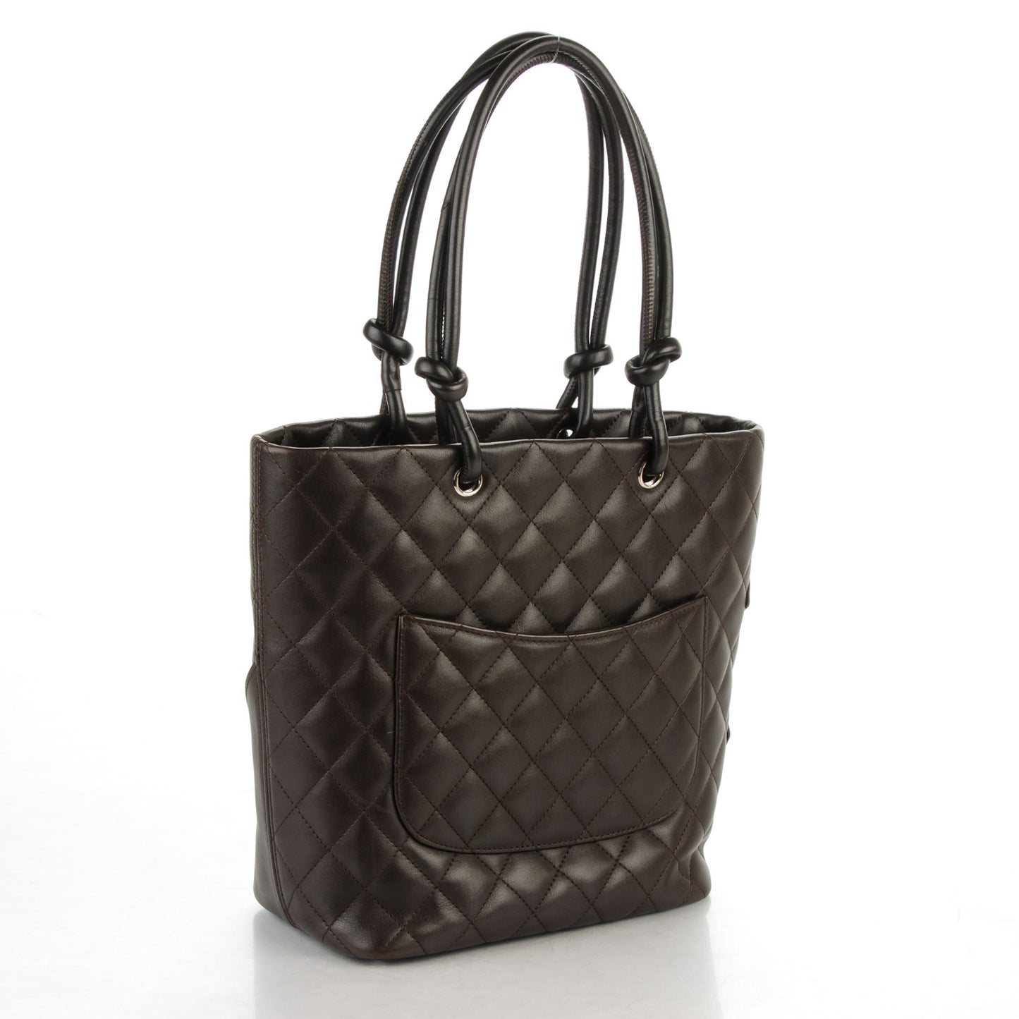 Calfskin Quilted Medium Cambon Tote Brown
