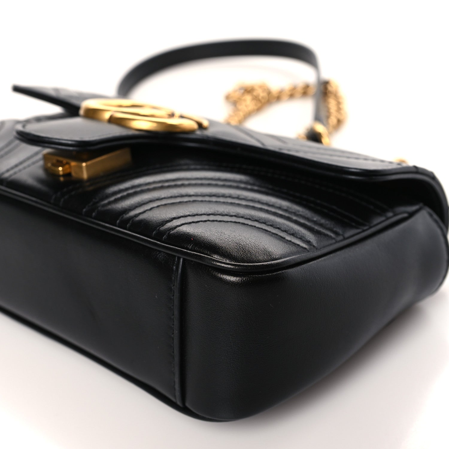 Gucci Calfskin Matelasse Mini GG Marmont Shoulder Bag Black 9 of 9