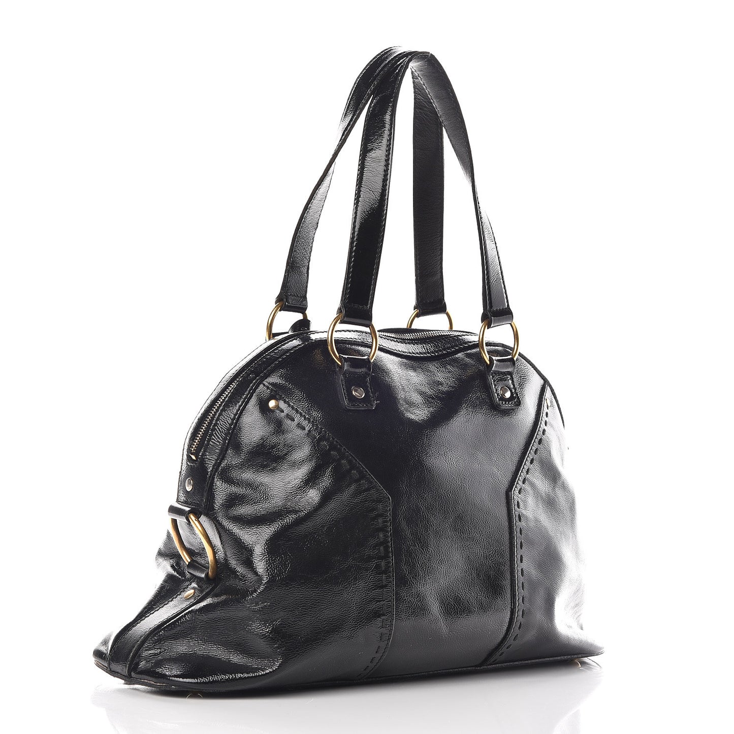 Patent Calfskin Large Muse Black