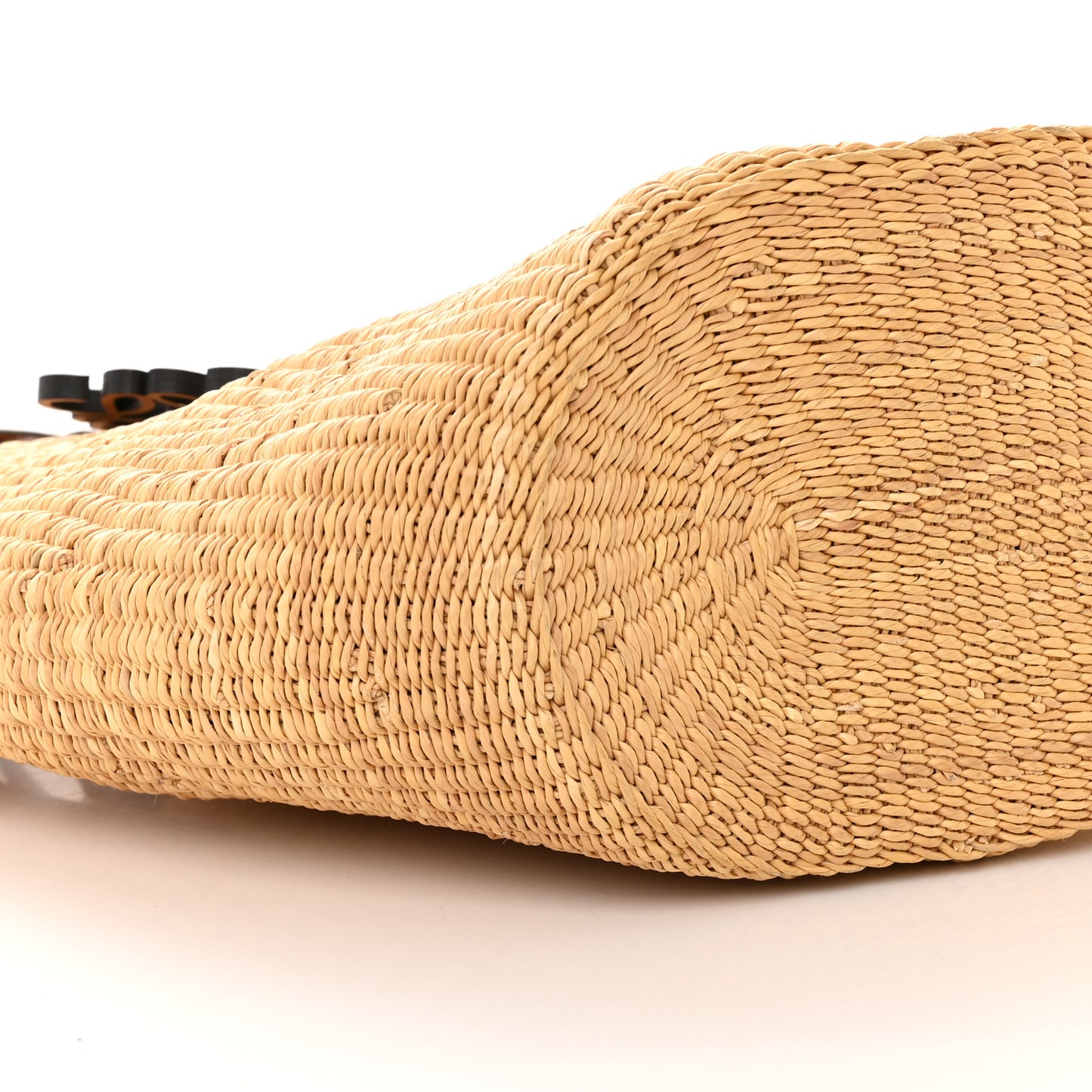 Raffia Calfskin Shell Basket Tote Natural Pecan