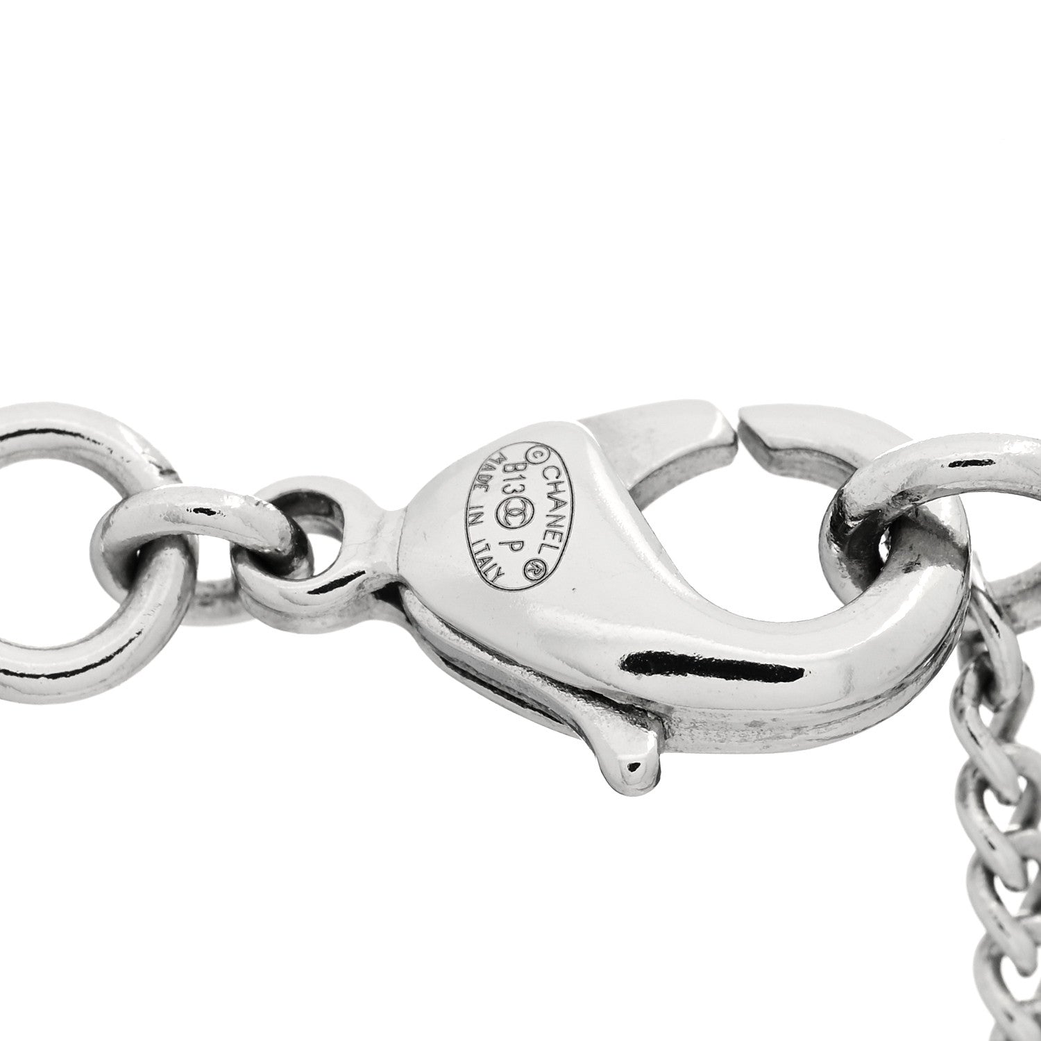 Chanel Baguette Crystal Pearl CC Lariat Necklace Silver 5 of 5
