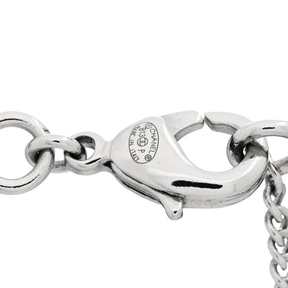 Chanel Baguette Crystal Pearl CC Lariat Necklace Silver 5 of 5