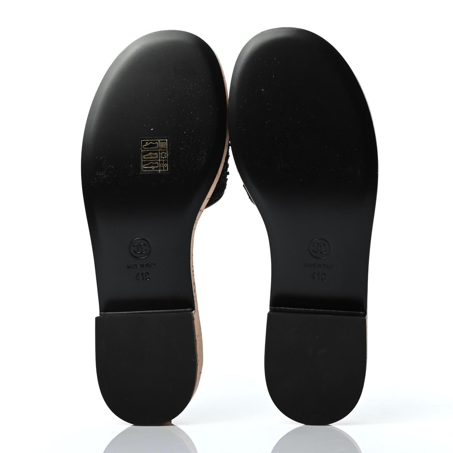 Tweed Cork CC Chain Mule Sandal 41 Black