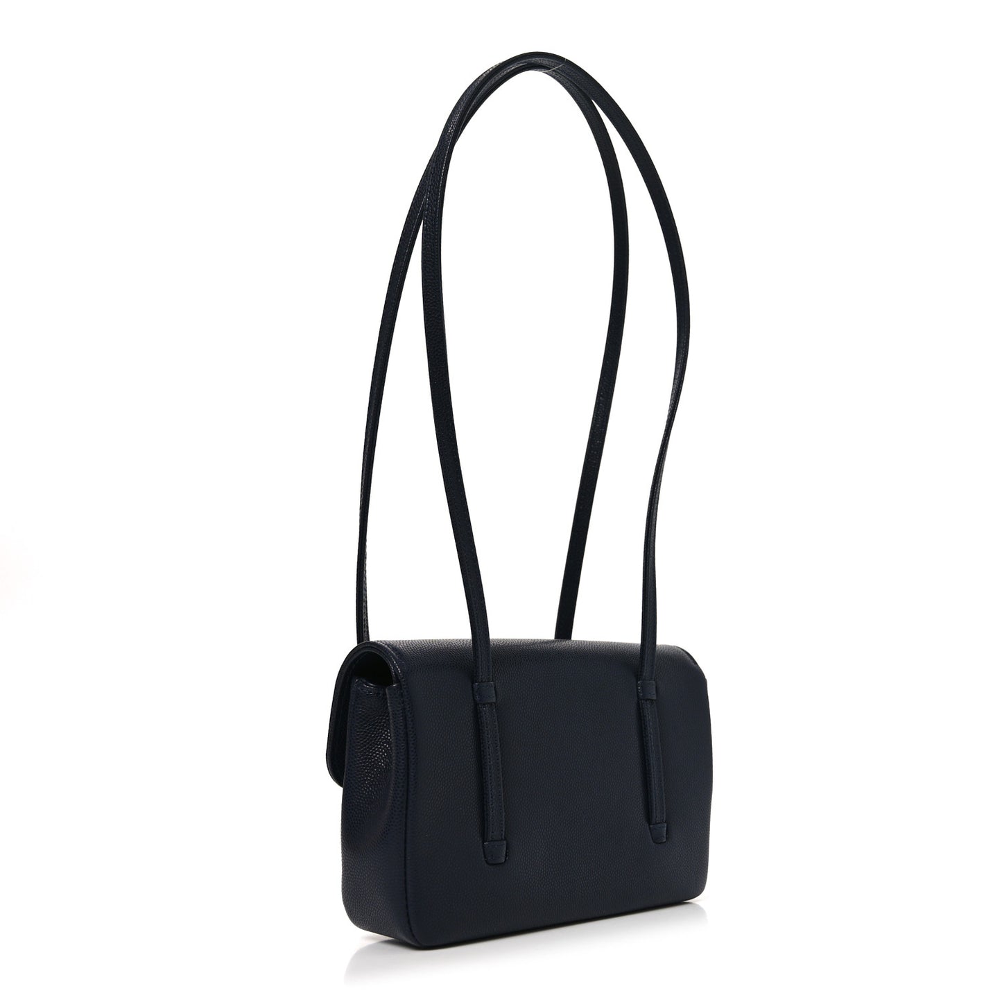 Shiny Caviar Mini Preppy Coco Shoulder Bag Dark Blue