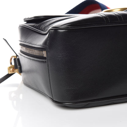 Gucci Calfskin Matelasse Sylvie Web Small GG Marmont Top Handle Shoulder Bag Black 8 of 10