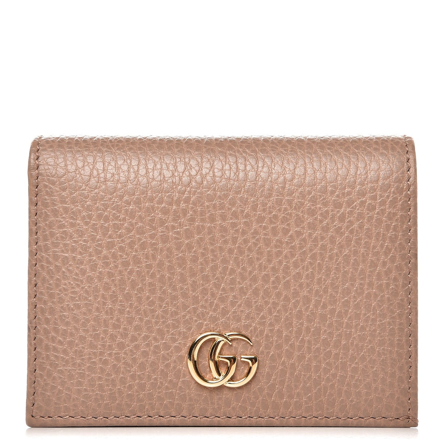 Pebbled Calfskin GG Marmont Card Case Porcelain Rose