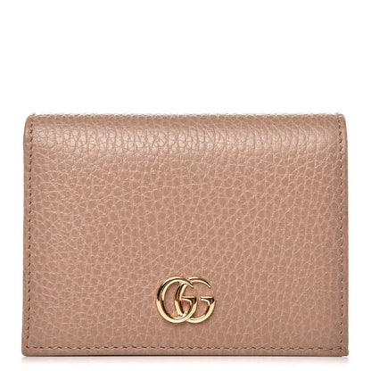 Gucci Pebbled Calfskin GG Marmont Card Case Porcelain Rose 1 of 8