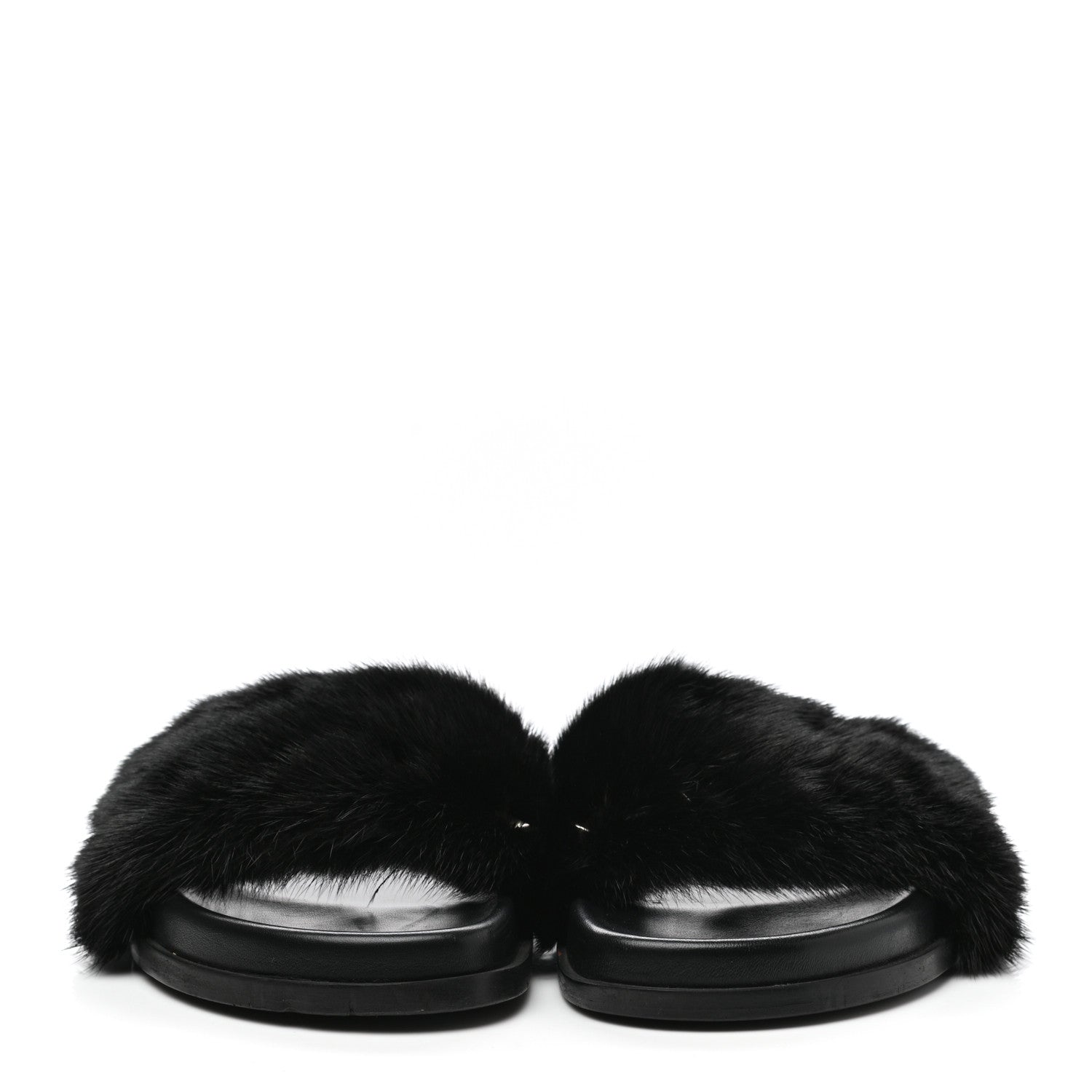 Valentino Garavani Mink Fur Rockstud Slide Sandals 39 Black 2 of 8