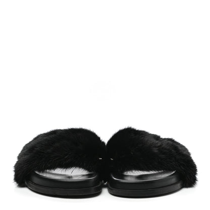 Valentino Garavani Mink Fur Rockstud Slide Sandals 39 Black 2 of 8