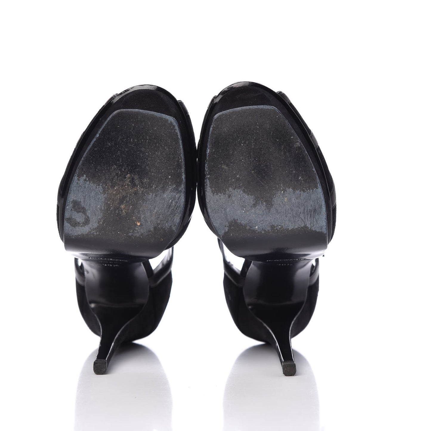 Calfskin Suede Platform Sandals 38.5 Black