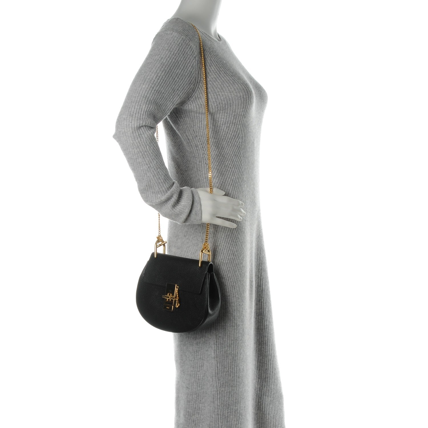 Chloe Grained Lambskin Mini Drew Shoulder Bag Black 2 of 7
