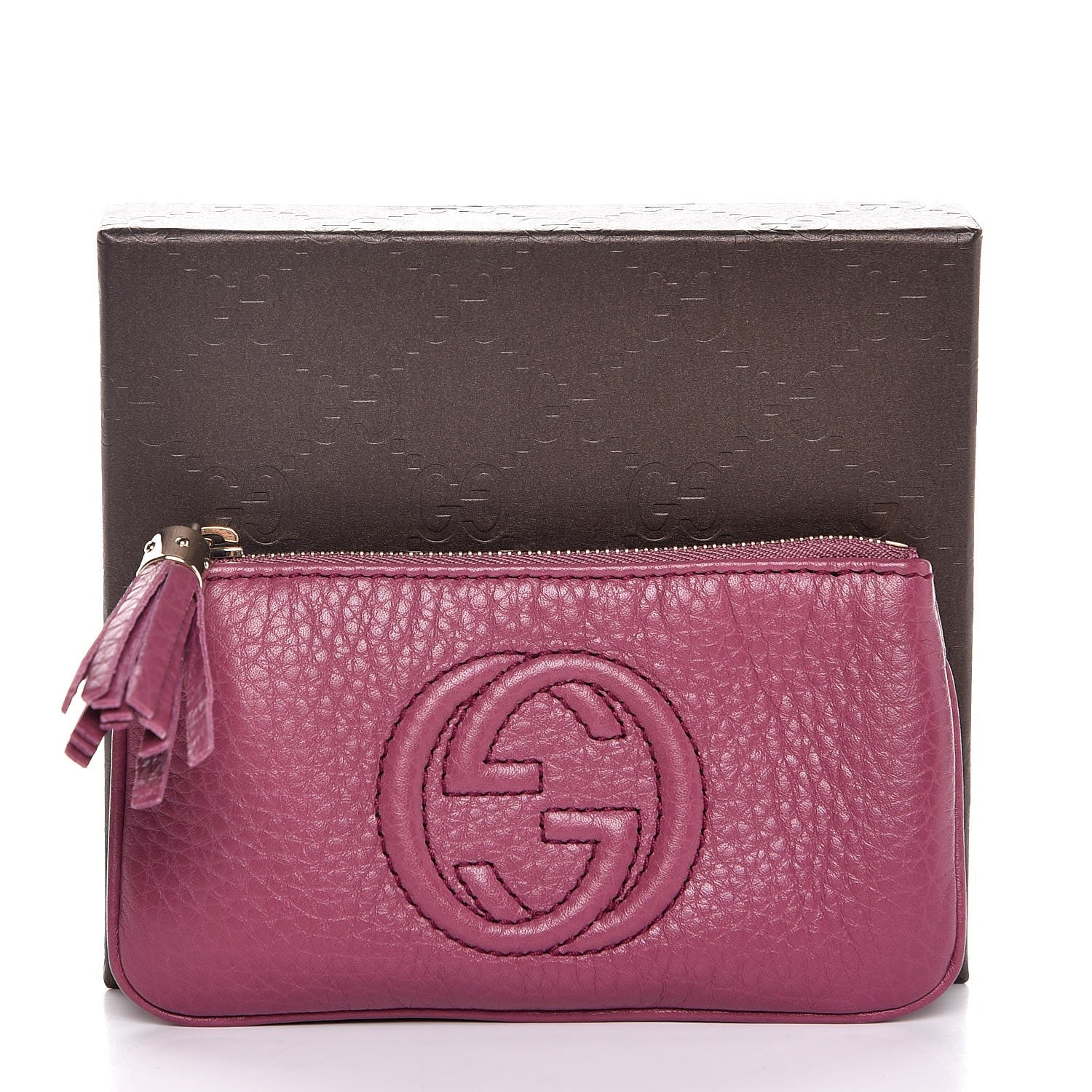 Gucci Pebbled Calfskin Soho Key Case Peonia Flower 8 of 8