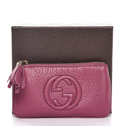 Gucci Pebbled Calfskin Soho Key Case Peonia Flower 8 of 8