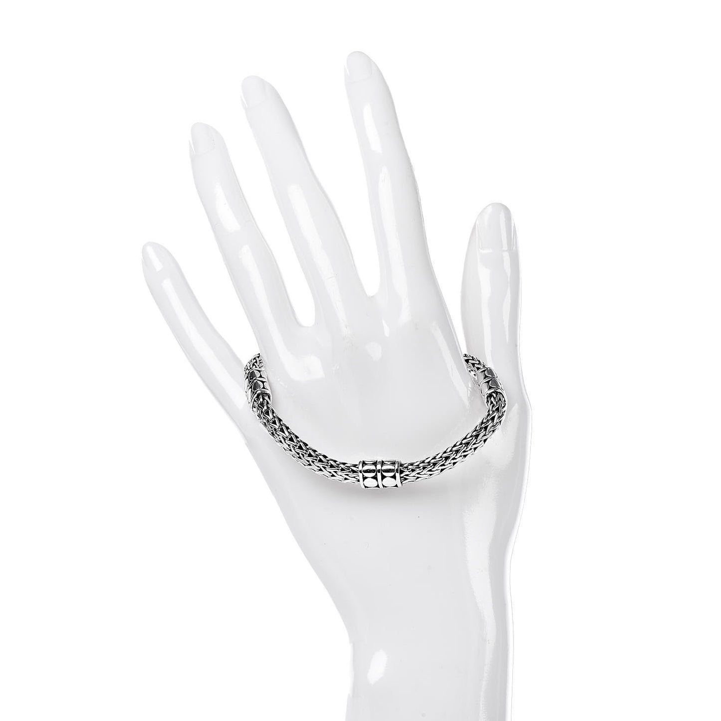 Sterling Silver 6mm Four Station Classic Chain Dot Bracelet
