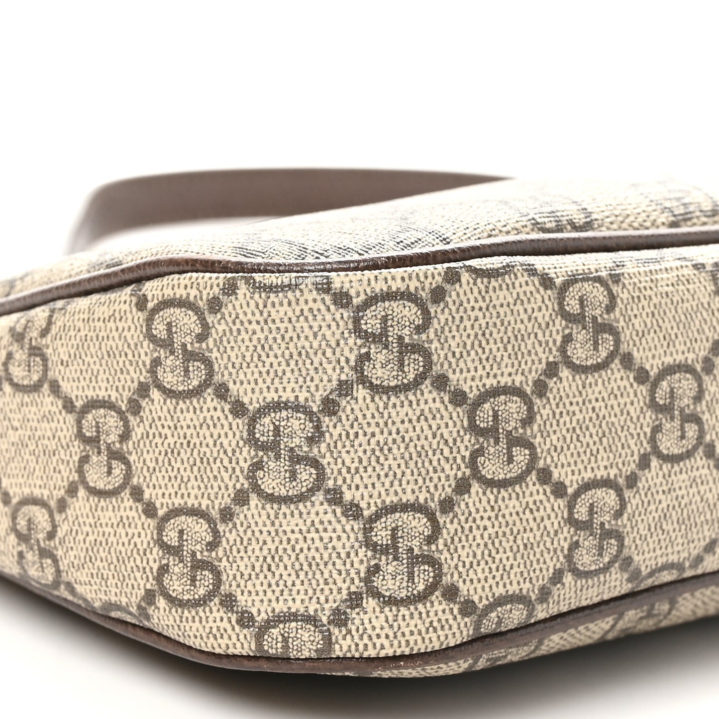 GG Supreme Monogram Textured Dollar Calfskin Small Ophidia Hobo Beige Ebony New Acero