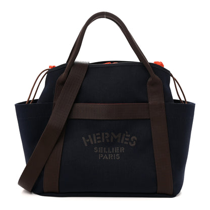 Hermes Canvas The Grooming Bag Bleu Navy Feu 1 of 10