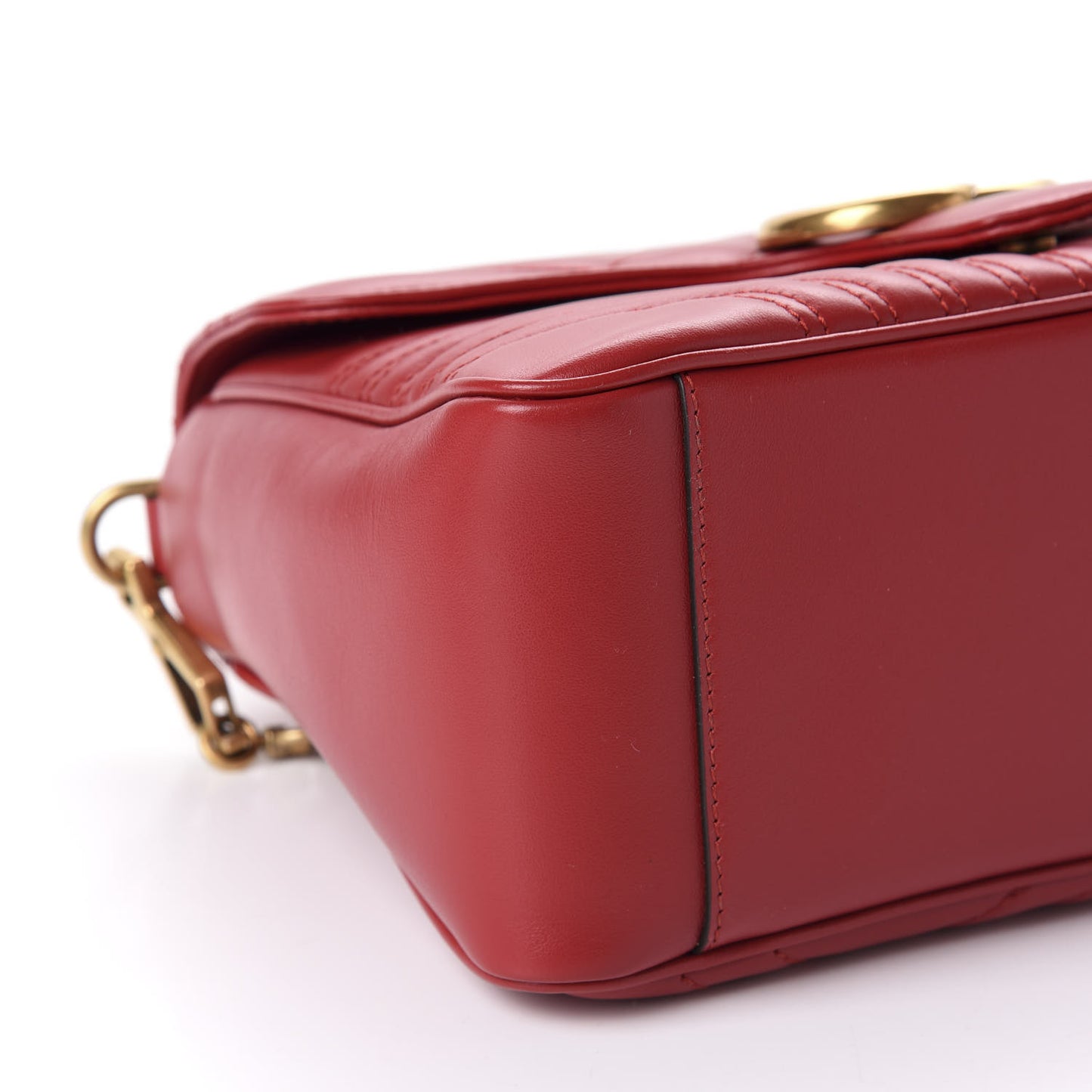 Calfskin Matelasse Small GG Marmont Top Handle Shoulder Bag Hibiscus Red