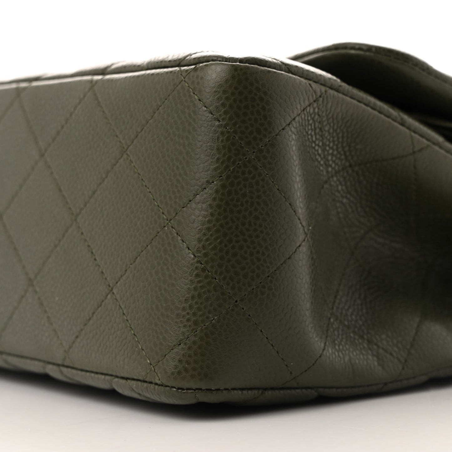 Caviar Quilted Jumbo Double Flap Vert Fonce