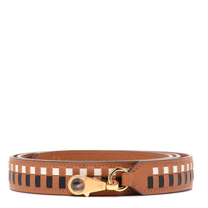 Hermes Epsom 25mm Tressage Shoulder Strap Black Craie Gold 1 of 6