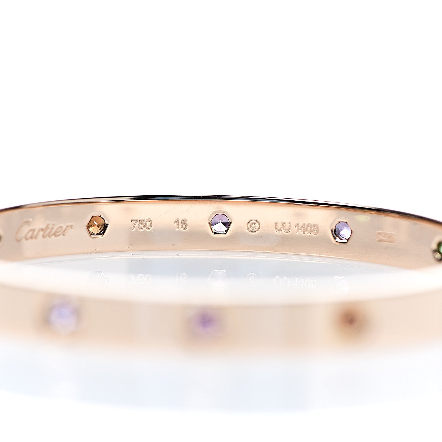 Cartier 18K Pink Gold Sapphire Garnet Amethyst LOVE Bracelet 16 4 of 7