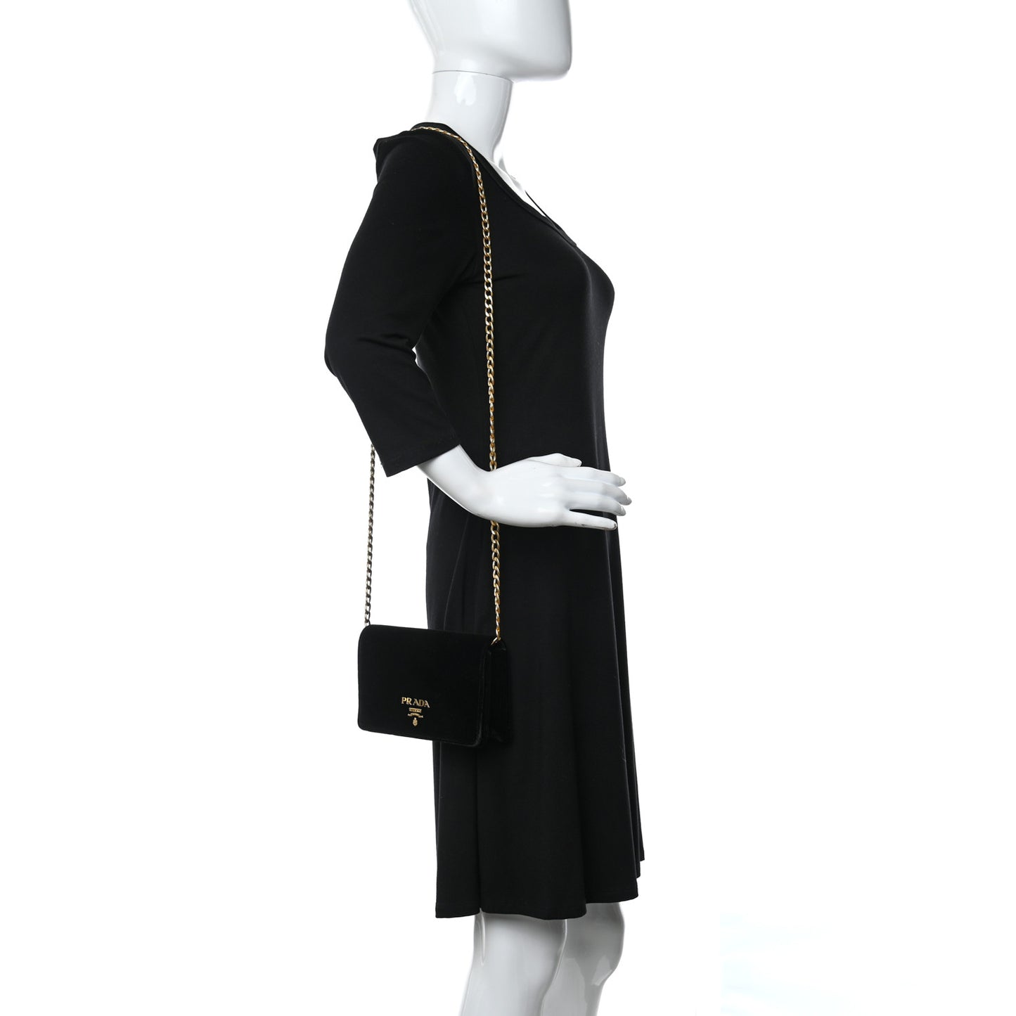 Velluto Chain Shoulder Bag Black